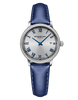 Toccata Ladies 76 Diamonds Blue Satin Quartz Watch, 29 mm 76 Diamonds, Blue Satin Strap, Stainless Steel Case, Silver Dial, Roman Numeral Indexes, Railway-Track Chapter Ring