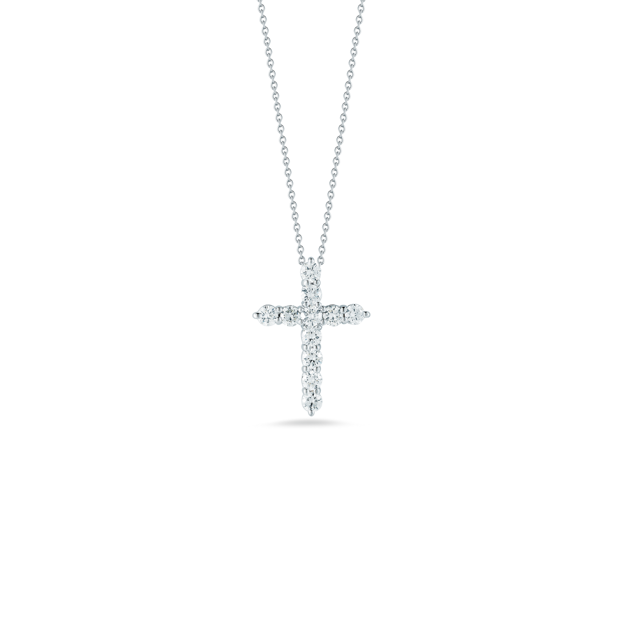 Roberto Coin Large White Gold Baby Diamond Cross Necklace - Andy Thornal  Company