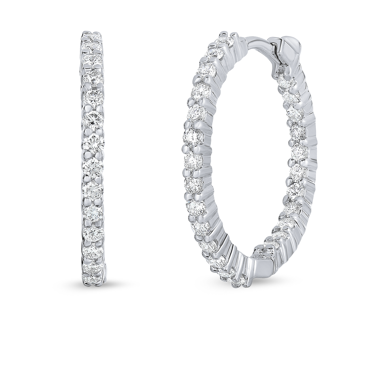 Roberto Coin 18K White Gold Perfect Diamond Hoop Earrings