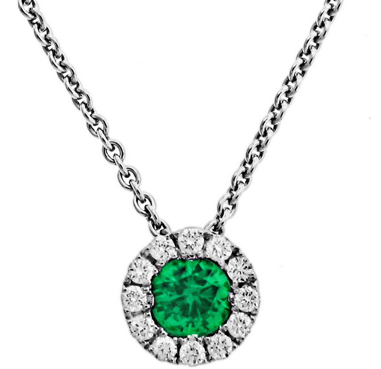 Emerald Pendant 0.50 KATHERINE White Gold and Chain 99920285742