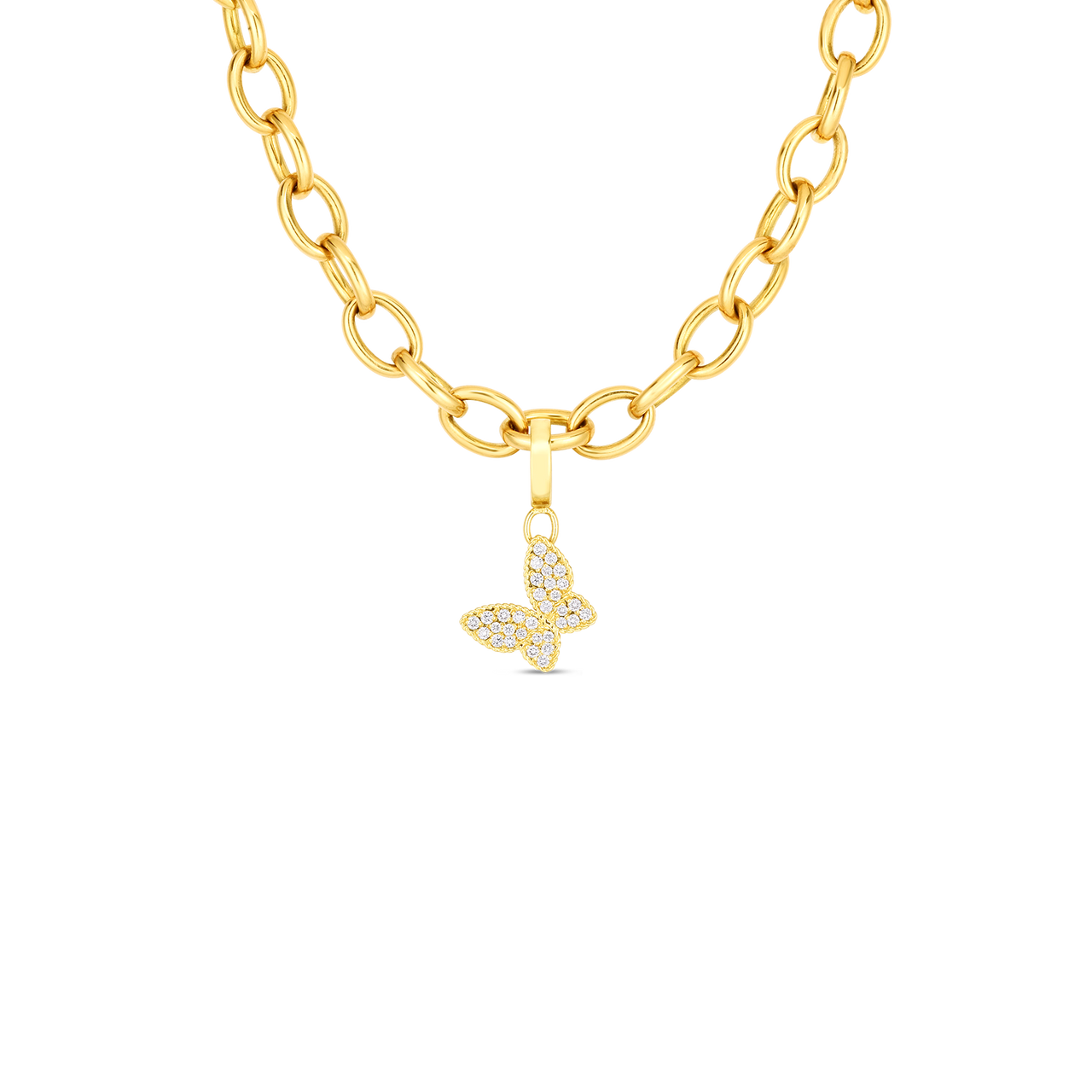 Roberto Coin 18K Gold Oval Link Charm Necklace R M Woodrow