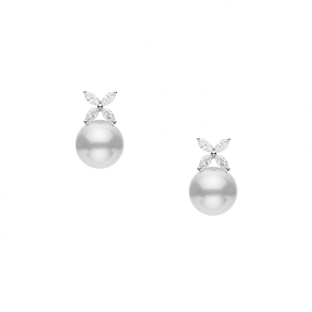 Mikimoto White South Sea Cultured Pearl and White Gold Drop Earrings