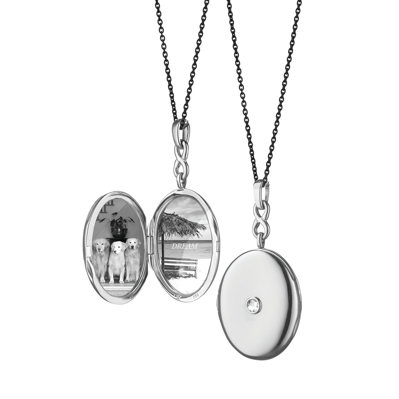 Infinity Locket Necklace with White Sapphire R & M Woodrow Jewelers