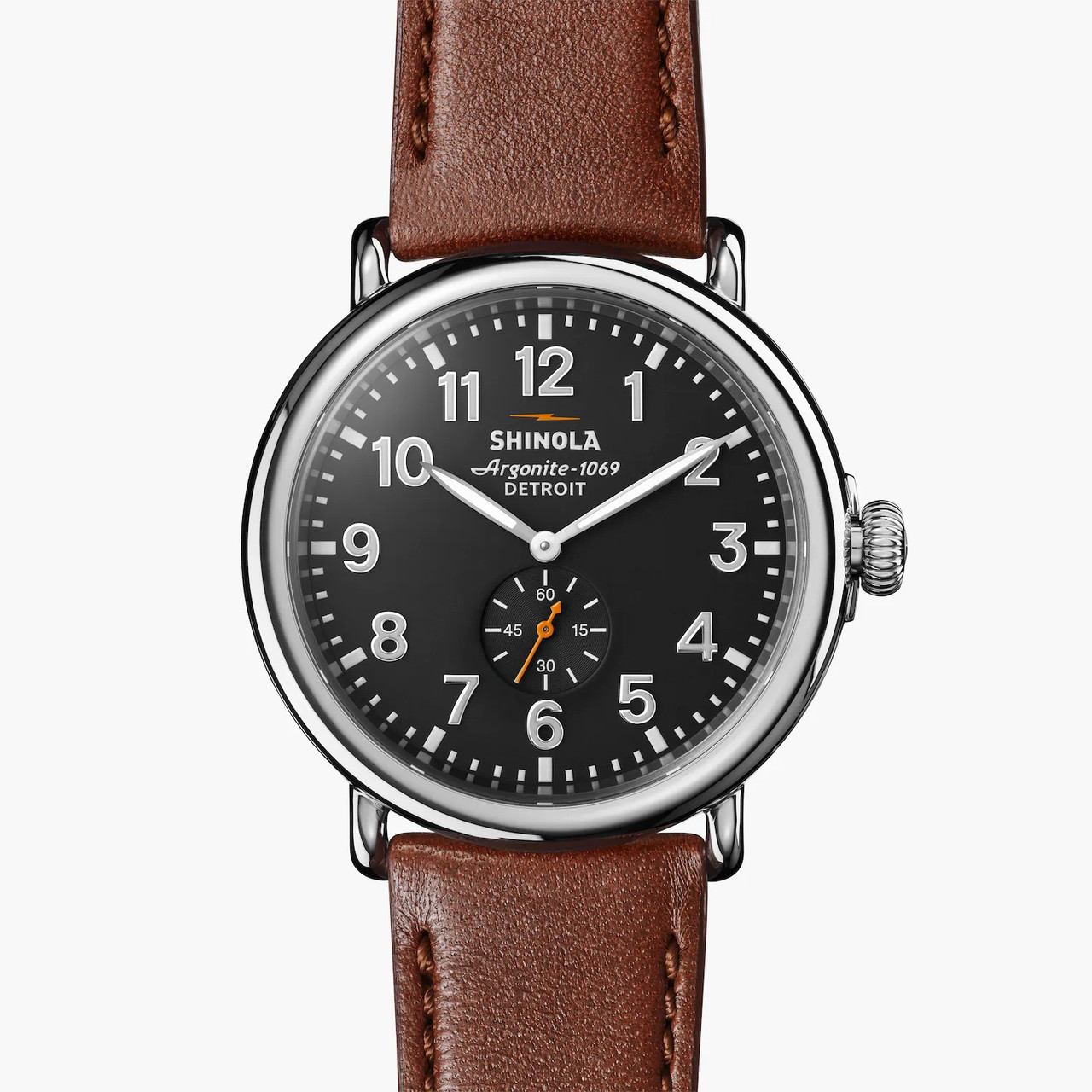 The Runwell 47mm, Gray Dial, Cognac Strap - R & M Woodrow 