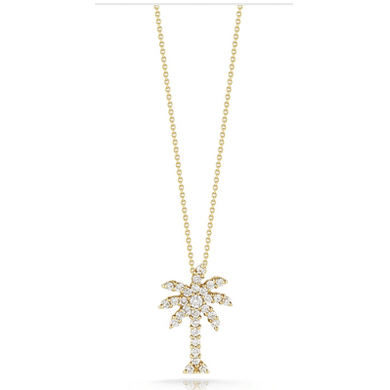 Diamond Palm Tree Necklace 10K Yellow Gold 18