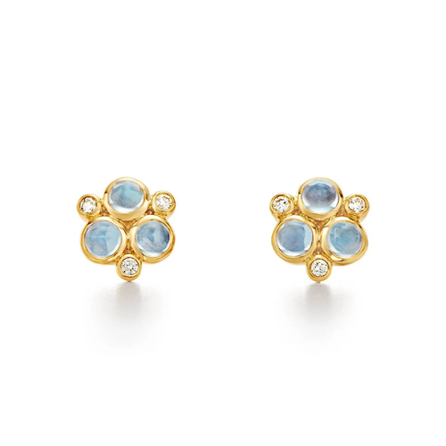 Temple St. Clair 18K Classic Trio Earrings with Royal Blue Moonstone and Diamond