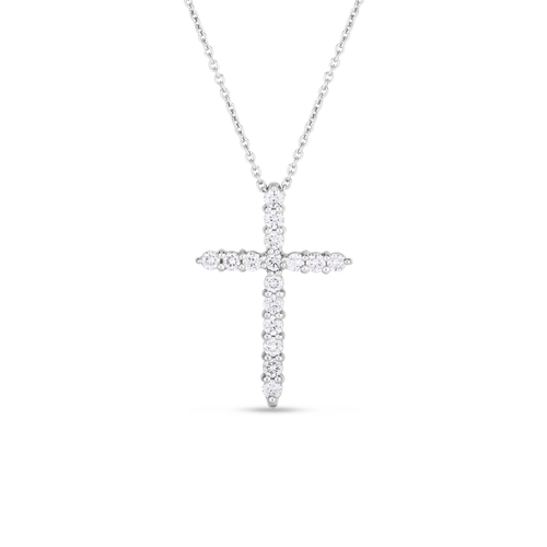 Roberto Coin Tiny Treasures 18K White Gold Diamond Cross Necklace (.32 cts)