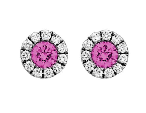 Spark 18K White Gold Pink Sapphire Stud Earrings