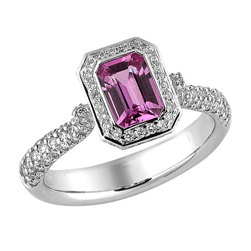 Spark 18K White Gold .63ct Diamond 1.20ct Pink Sapphire Ring