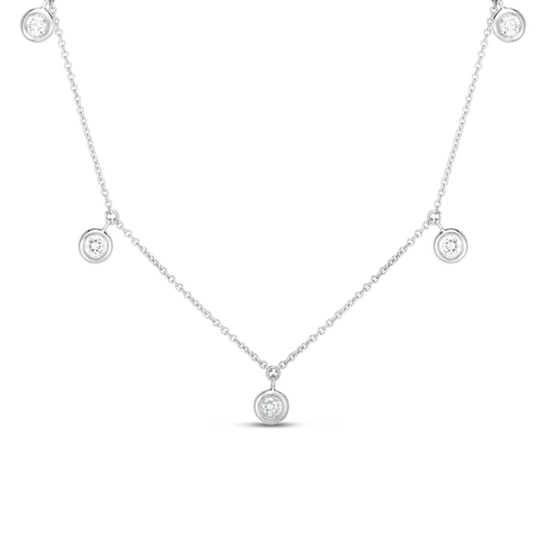 Roberto Coin Five Station Diamond Drop Necklace in White Gold