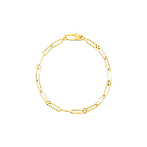 18K Fine Paperclip Link Bracelet - 7'' Length 