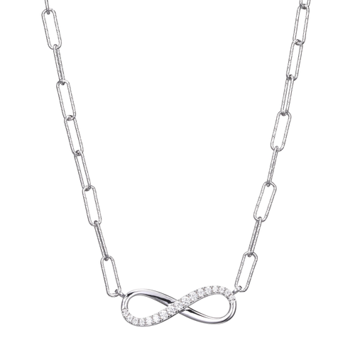 Sterling Silver Necklace made with Diamond Cut Paperclip Chain (3mm) and Reversible CZ Infinity 