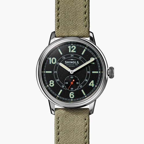 The Traveler Subsecond 42mm- Black Dian/Fatigue Canvas Strap