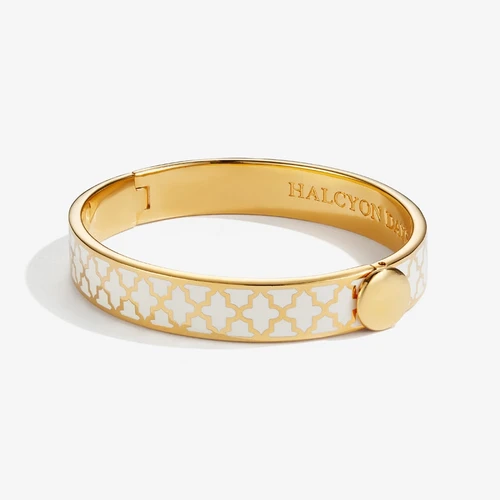 Agama Cream & Gold Hinged Bangle