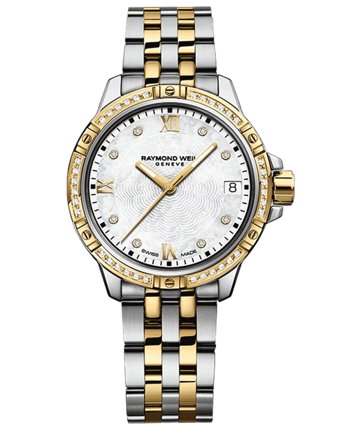 Tango Classic Ladies Diamond Two-tone Quartz Watch 30 mm, two-tone stainless steel bracelet, white mother-of-pearl dial, 44 diamonds