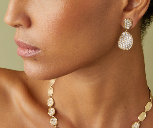 Marco Bicego Diamond Lunaria French Wire Earrings in 18K White Gold, Women's, Earrings Diamond Earrings