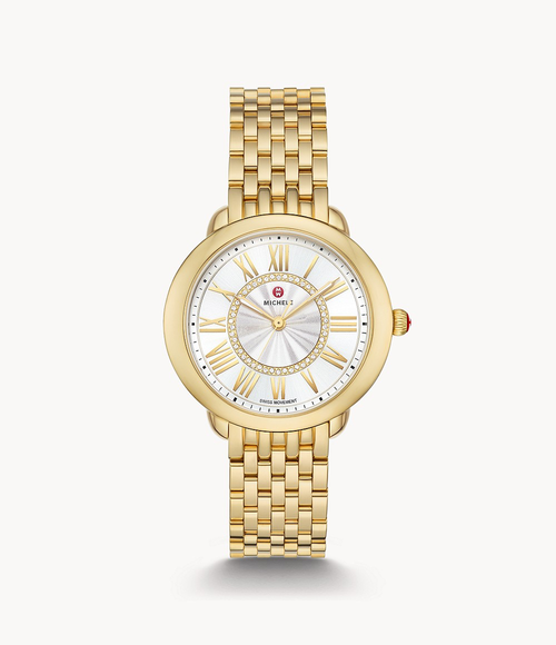 Serein Mid 18k Gold-Plated Diamond Dial Watch