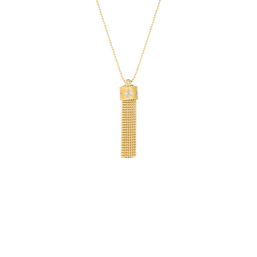 18K Gold Princess Tassel diamond accent Long necklace 