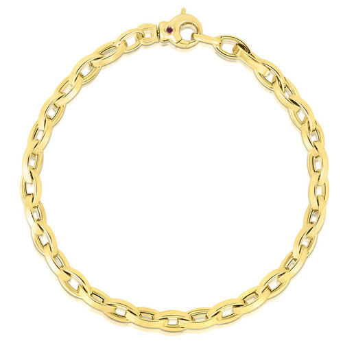 18K YELLOW DESIGNER GOLD ALMOND LINK BRACELE