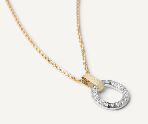 Jaipur Gold  18K Yellow Gold Diamond Link Pendant Necklace, 16.5"