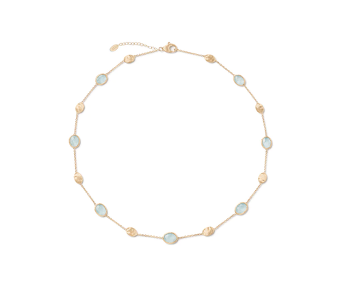 Marco Bicego® Siviglia Collection 18K Yellow Gold Aquamarine Necklace with Bead Stations