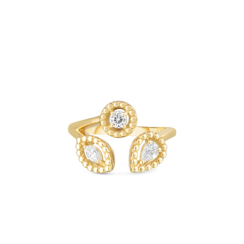 18K YELLOW GOLD DOLCETTO THREE STONE DIAMOND RING