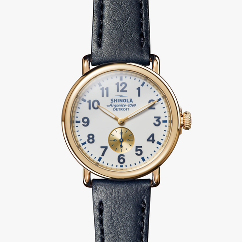 Runwell 41mm| White dial| Navy Leather Strap