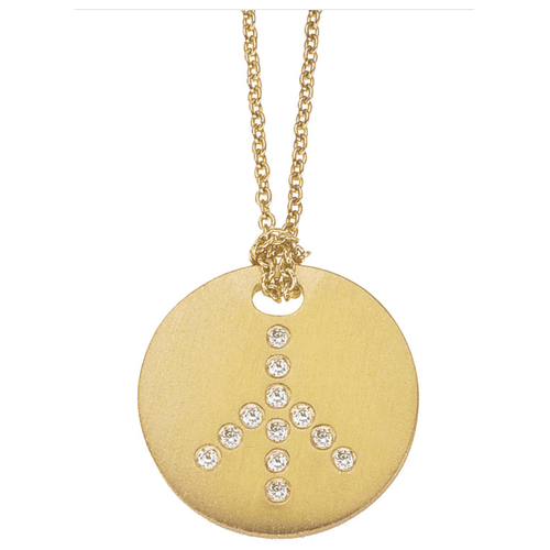 Tiny Treasures 18K Yellow Gold Diamond Peace Disc Necklace