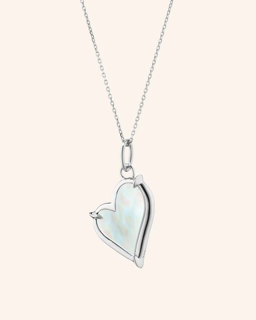 Mother of Pearl Classic Heart Sterling Silver Necklace