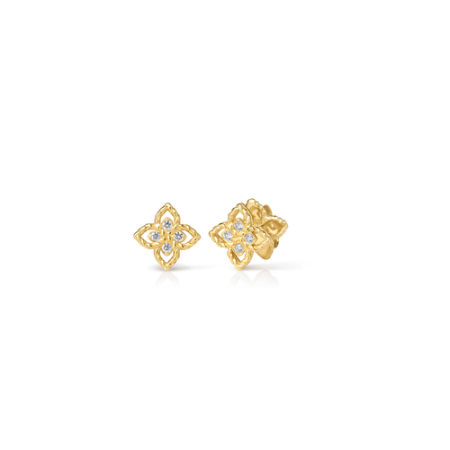 PRINCIPESSA PETITE DIAMOND FLOWER STUD EARRINGS