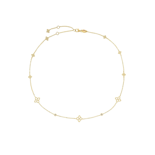 PRINCESS FLOWER DIAMOND AND FLOWER STATION NECKLACE