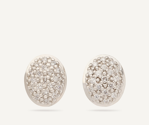 Siviglia  18K Yellow Gold Oval Diamond Pavé Stud Earrings 