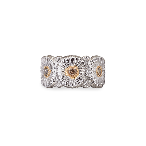 BLOSSOMS SILVER AND VERMEIL ETERNELLE RING WITH DIAMONDS