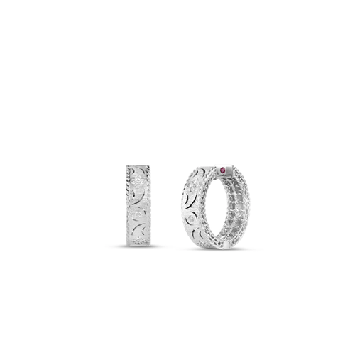 PRINCESS DIAMOND AND SATIN FINISH HOOP EARRINGS