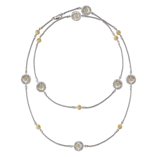 BLOSSOMS SILVER AND VERMEIL NECKLACE WITH 7 ELEMENTS- Daisy