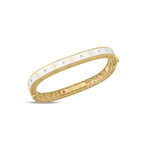 VENETIAN PRINCESS DIAMOND AND WHITE ENAMEL BANGLE