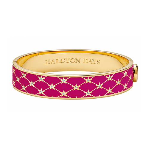 Star Sparkle Trellis Hinged Bangle in Pink Tourmaline & Gold
