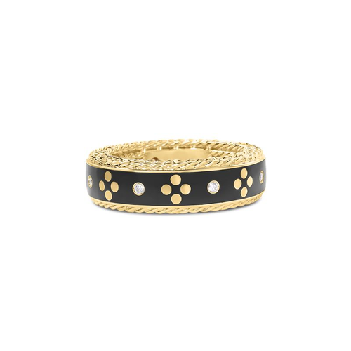 VENETIAN PRINCESS DIAMOND AND BLACK ENAMEL RING