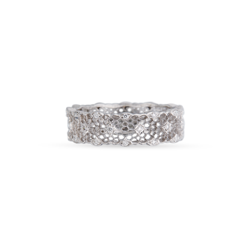TULLE BROCCATO WHITE GOLD AND DIAMONDS ETERNELLE RING
