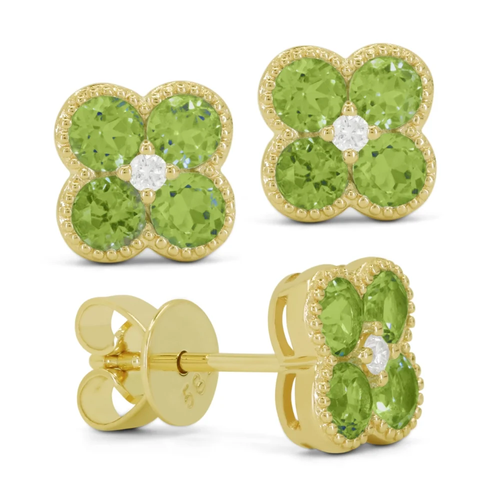 ESSENTIALS COLLECTION- 14K Yellow Peridot Earring in Flower motif