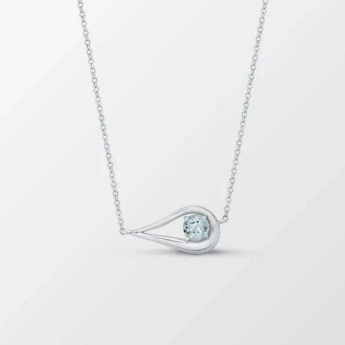 Harp Éclat Necklace- in Sterling and Aquamarine