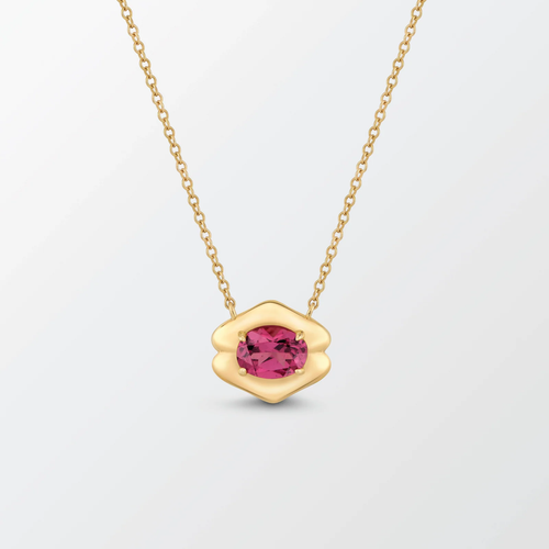 Quatreharp Pendant Necklace- 18K- Garnet