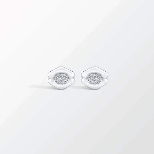Quatreharp Stud Earrings- Sterling- Pave