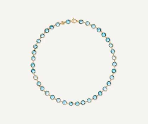 Jaipur Color  18K Yellow Gold Blue Topaz Necklace, 16.5"