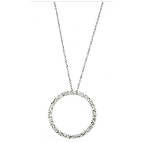 Roberto Coin - Tiny Treasures 18K White Gold Diamond Large Circle ...