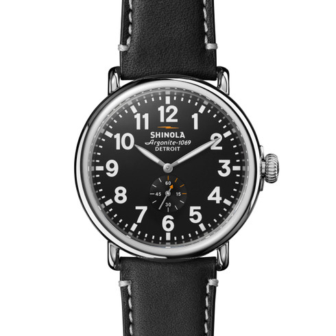 Runwell 47mm, Black Leather Strap - R & M Woodrow Jewelers