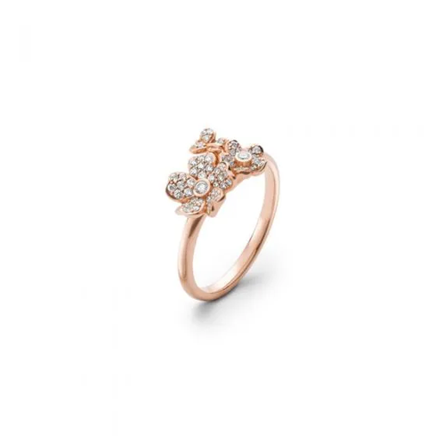 blossom two row ring pink gold