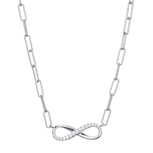 Sterling Silver Necklace made with Diamond Cut Paperclip Chain (3mm) and 2  Circles in Center, Measures 17 Long, Plus 2 Extender for Adjustable  Length, Rhodium Finish - Reflections Fine Jewelry
