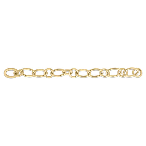 18K YELLOW DESIGNER GOLD ALTERNATING ROUND AND OVAL LINK CHAIN NECKLACE