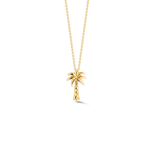 Gold Charm - Flat Palm Tree with 24K Gold Plate